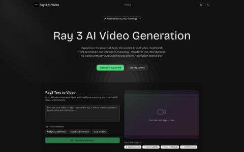 Ray 3 - AI-Powered 4K HDR Video Generator Tool