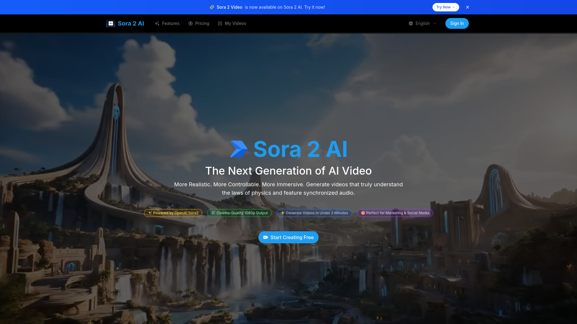 Sora 2 AI - AI-Powered Video Generator | Create 1080p Videos | tyy.AI Tools