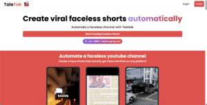 Taletok - AI-Powered Faceless Shorts Generator Tool