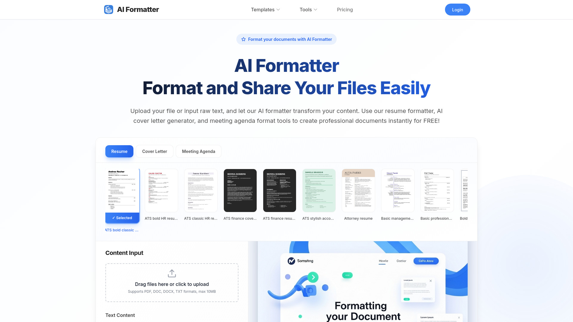 AI Formatter - Free AI Document Formatting Tool Online | tyy.AI Tools