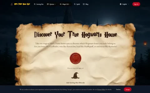 Harry Potter House Quiz Org - Free Hogwarts Sorting Tool