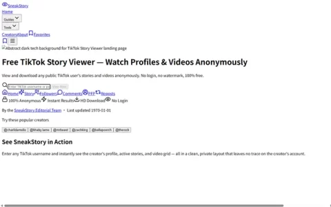 SneakStory - Free Anonymous TikTok Story Viewer Online