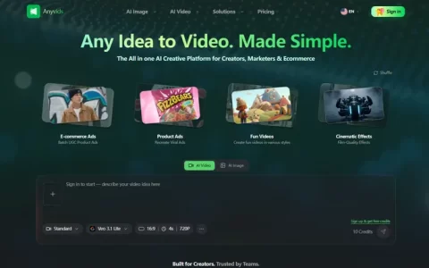 Anyvids AI: Free Video & Image Creation Tool
