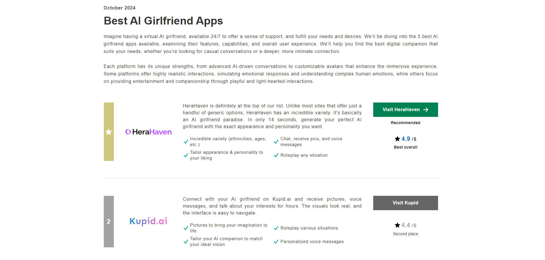 Top AI Girlfriend - Best AI Dating Apps